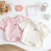 Girls' Polka Dot Cotton T-Shirt, Short-Sleeve, Breathable, for Small & Medium Children, Perfect Summer Wear.