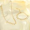 High-End European & American Tassel Choker: 18K Gold Stainless Steel Necklace & Clavicle Chain Bracelet for Women.