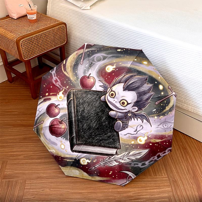 

1PC Automatic Folding Umbrella Death Note Pattern 8 Ribs Portable Foldable Travel Umbrella Christmas Birthday Gift разноцветный