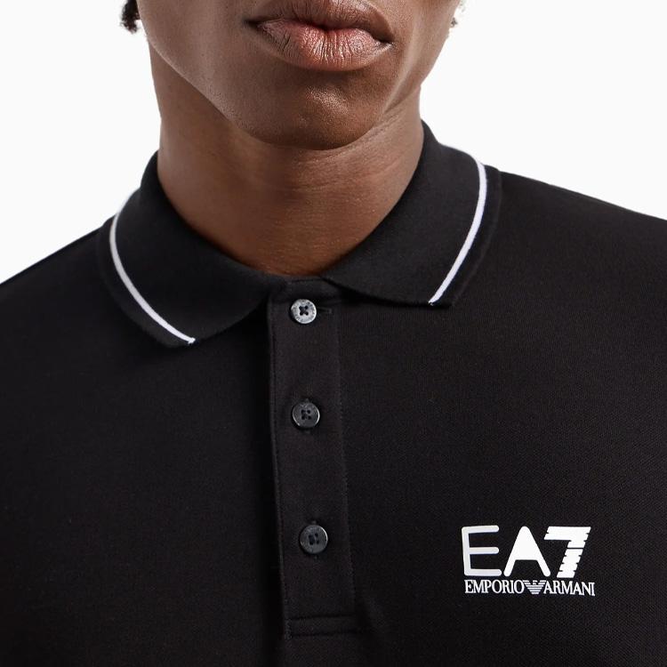 EMPORIO ARMANI EA7 SS24 Polo Shirt Men's Black 8NPF17-PJVUZ-1200