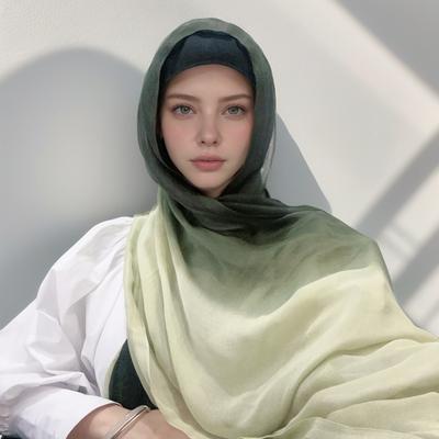 Oversize Ombre Print Scarf Cotton Viscose Soft Hijab New Brand Design Headscarf Turban Solid Color Fashion Women Wraps