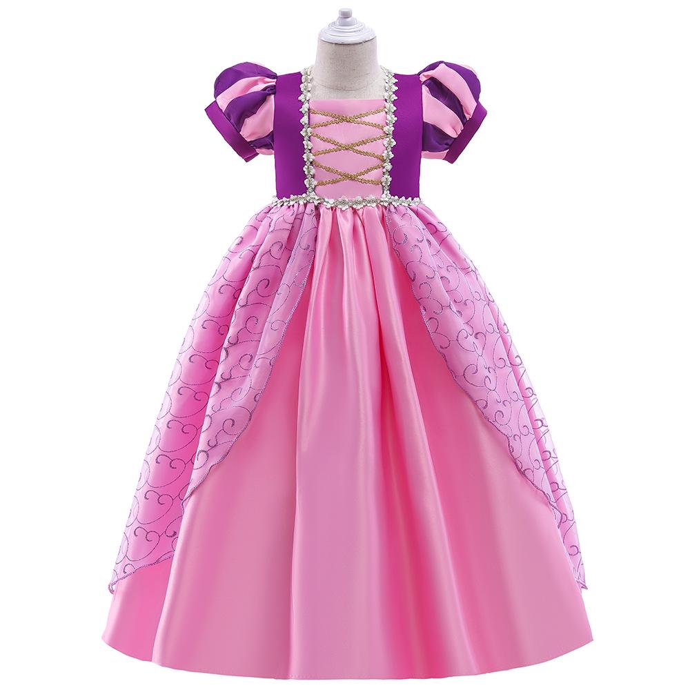 Rapunzel Princess Dress - Girls' Satin Mesh Evening Gown Cosplay Costume