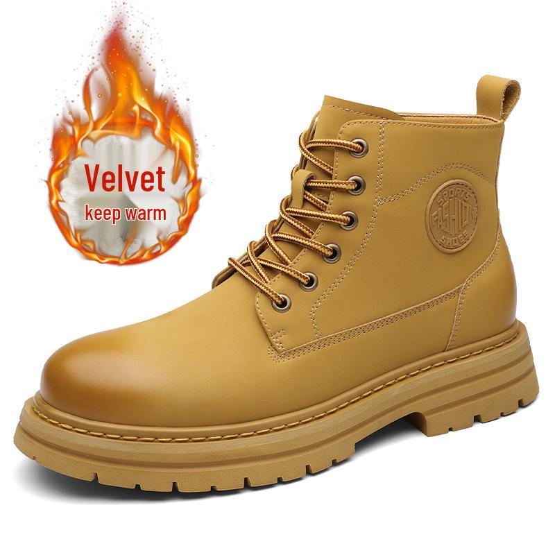 Męskie skórzane buty Martin typu high-top na jesień/zimę 2025: Codzienne, Modne, Przecierane Kolorem, Zwiększające Wysokość Buty Motocyklowe i Robocze