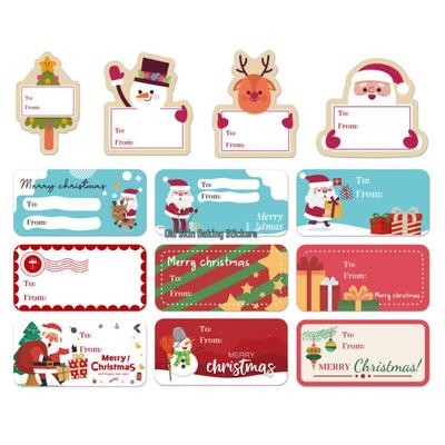 130-Pack Red Cartoon Animal Christmas Stickers - Large Self-Adhesive Gift Box Sealing Labels