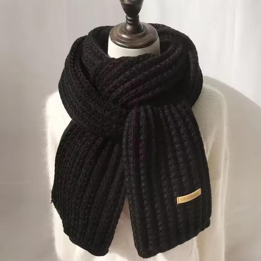 

New Chunky Knit Long Warm Scarf for Women and Men Suitable for Travel and Office Use Made of Cashmere for Winter Warmth чёрный