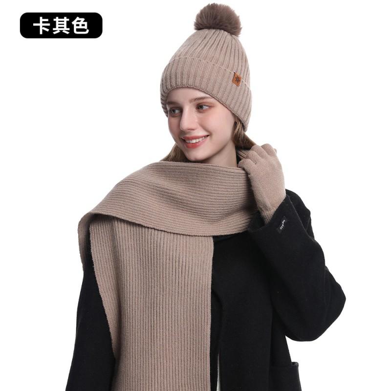 Womens Winter Warm Knit Hat Scarf Glove Set Alpaca Blend Thick Lined Ear Protection Beanie Accessory