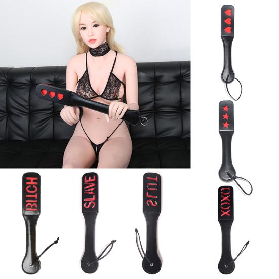 Sex Double-deck Slave Paddle Butt Whip Faux Leather Spanking Flogger Bondage