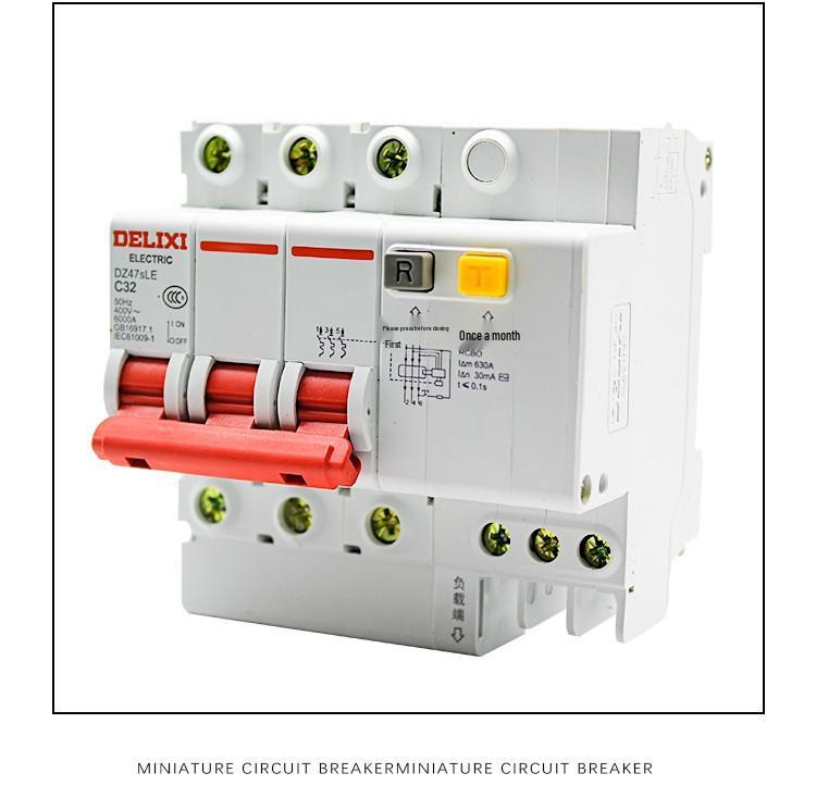 Delixi DZ47SLE 3-Phase Earth Leakage Circuit Breaker with 3P Protection, 380V