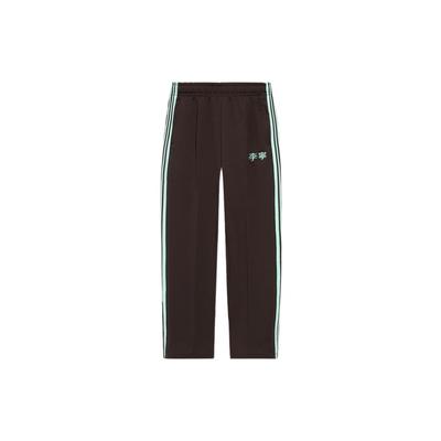 Fashion Series French Side Stripe Straight Knit Sports Pants Unisex Bottoms Brown AKLS869-2