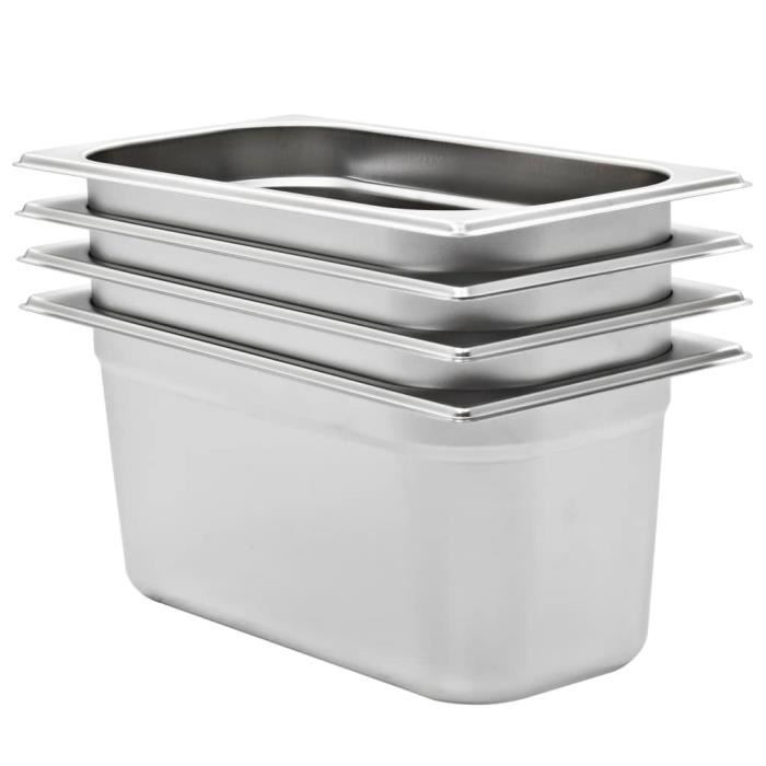 VidaXL Récipients Gastronorm 4 pcs GN 1/3 150 mm Acier inoxydable