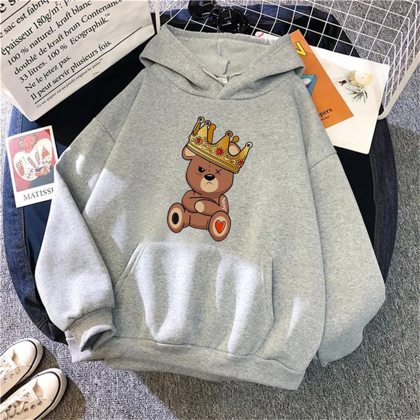 Fashion Cartoon Women's Hoodie Teddy Bear Print Hoodies Women Streetwear Pullover Harajuku Unisex Sweatshirt Oversized Clothes