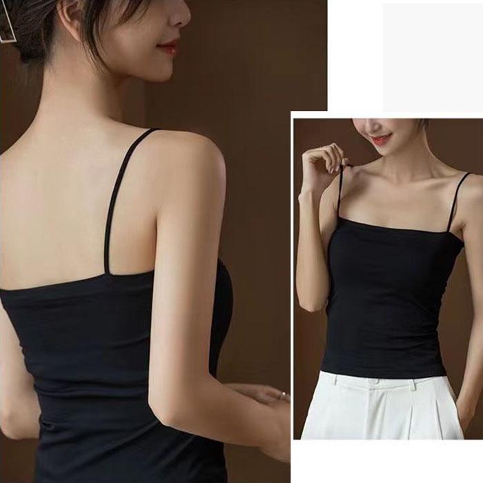 Strap with Chest Pad Vest Suspender with Thin Shoulder Strap Bra Underwear Sleeveless Top Female Slim Solid Color Tank Top