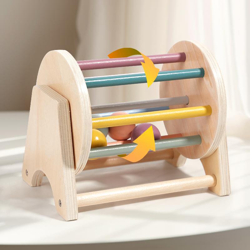 Baby Montessori Wooden Spinning Drum Infant Early Education For 1 To 3-Year-0ld Boys Girls Toddlers Developmental Christmas Gift