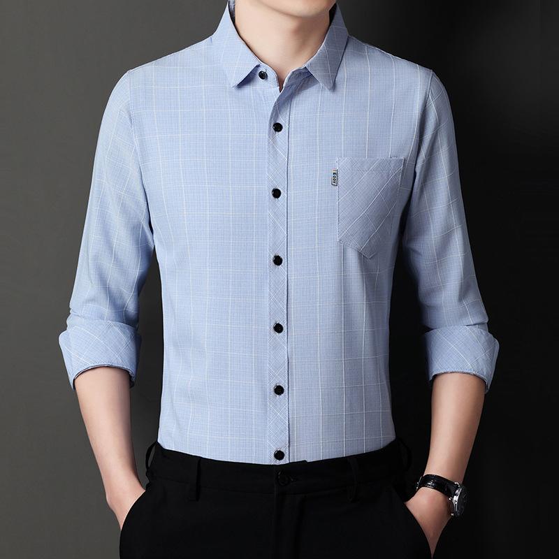 

Весенне-осенняя мужская полосатая рубашка из тонкого хлопка с длинным рукавом и карманами, повседневная мужская одежда для молодежи и среднего возраста XXXXL