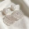 3D Flower Flower Dangle Earring Clear White Statement Earring New Camellia Flower Earring  Women