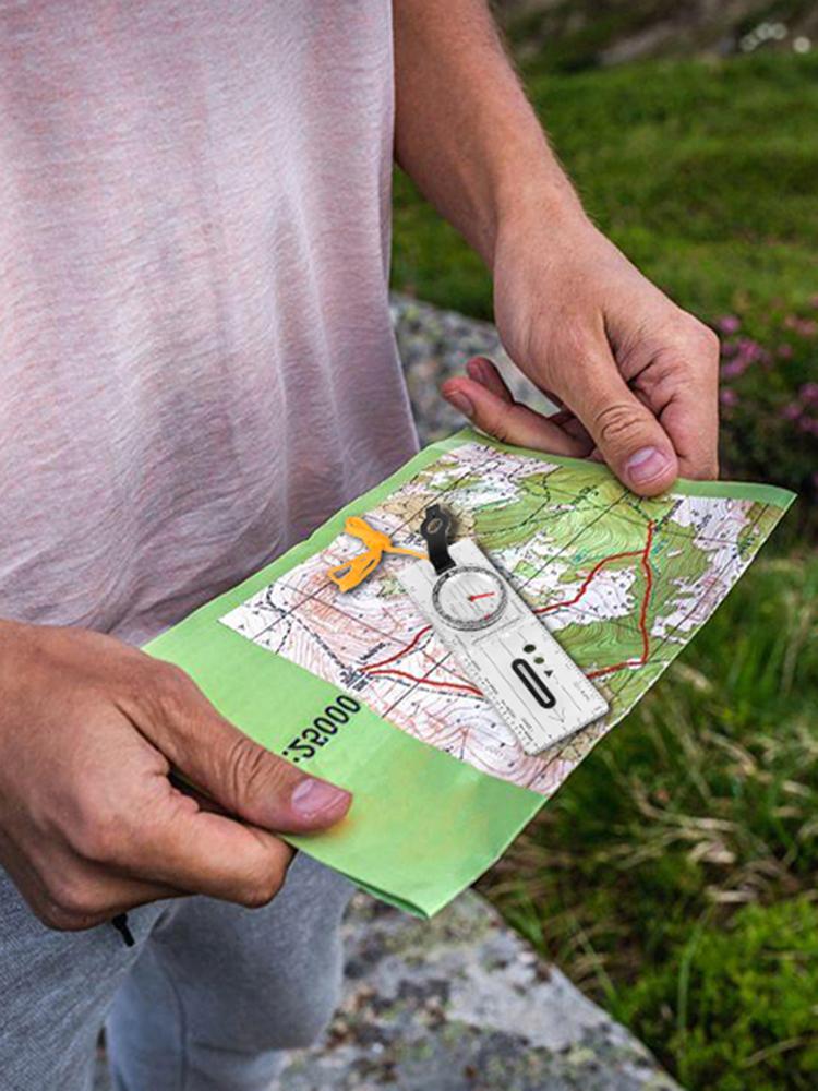 Compass Map Scale Ruler Folding Survival Waterproof Multifunctional for Outdoor Hiking Camping Survival Guiding Tool