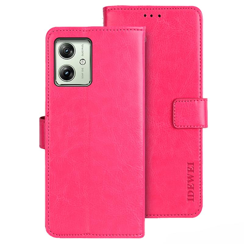 

IDEWEI For Motorola Moto G54 5G Case Anti-drop Leather Stand Wallet Phone Cover Rose