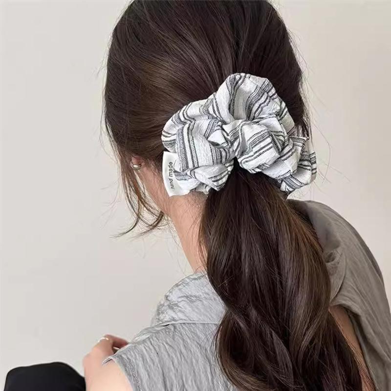 Women Korean Stripe Rubber Band Scrunchies Elegant Simple Elastic Hair Rings Ponytail Tie Sweet Hair Ornament Accessories Headband