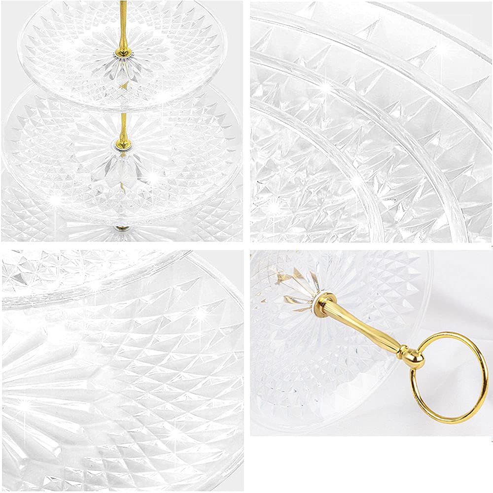 Clear Acrylic Resin Cake Stand for Fruit Afternoon Nordic Style 3-Tier Storage, Desserts, Fruits, Cakes, Tea, Parties, Birthdays, Weddings, Round,