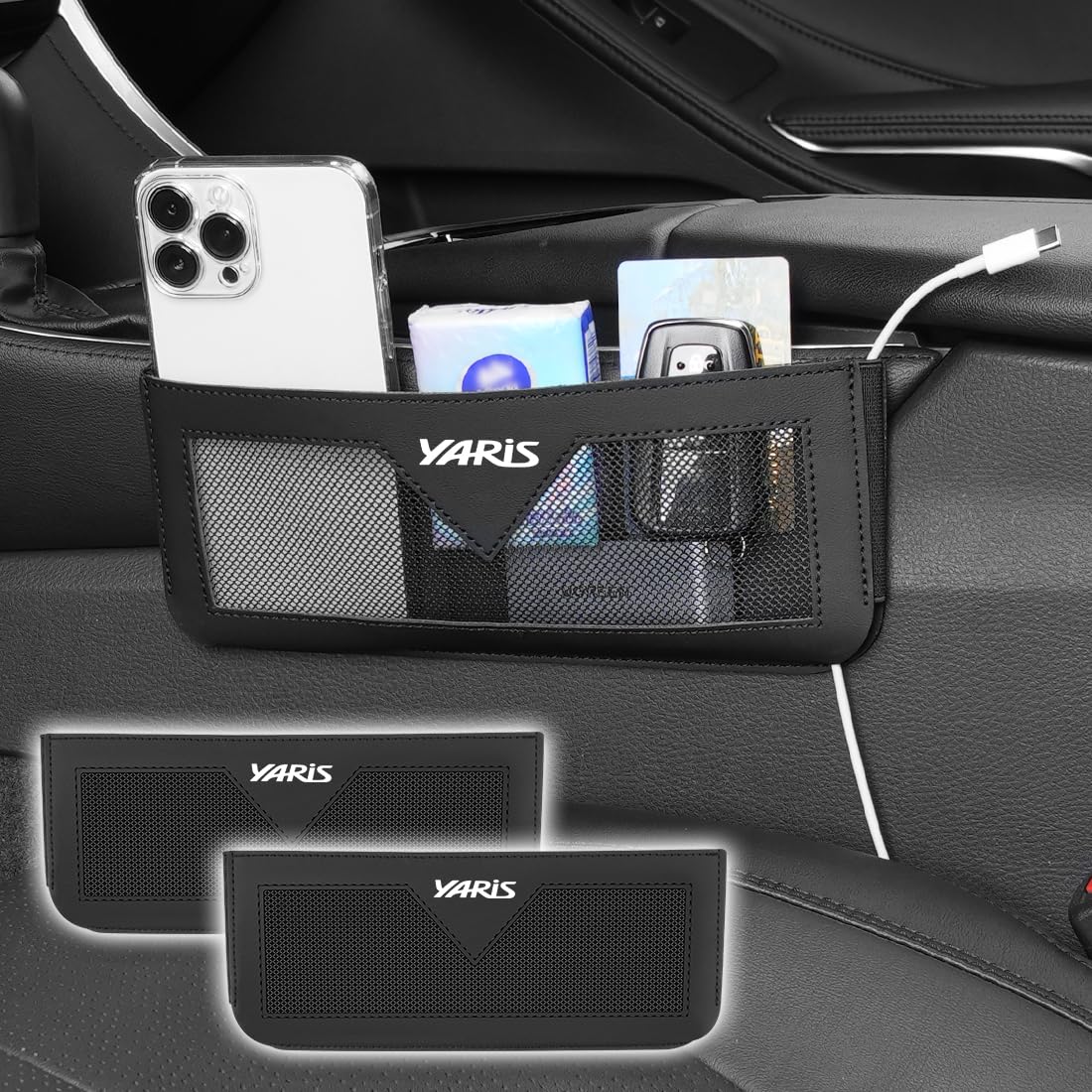 Compatible with Car Storage Pockets with Adhesive and Compatible with Yaris 10 Series and 15 Car Side Console Seat Back Small Item Suitable for