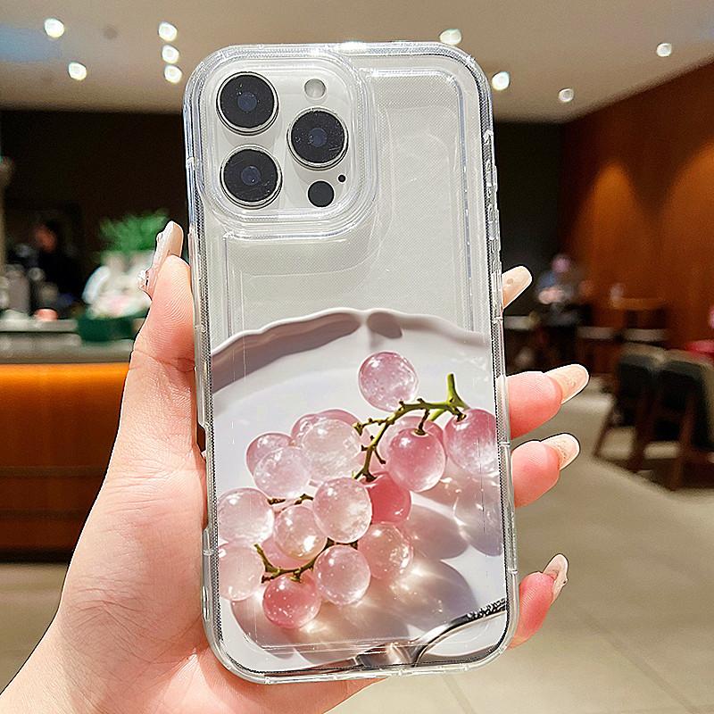 Red Cherry Pattern Phone Case For Samsung Galaxy S25 S24 S23 S22 Ultra Plus S21 FE 5G A35 A15 A55 A52 Shockproof Clear Cover