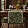 Tassel Edge Table Runner Jacquard Floral Runner, Vintage Peony Farmhouse Decorative with Tassels for Home Wedding Party Decor Elegant Dining
