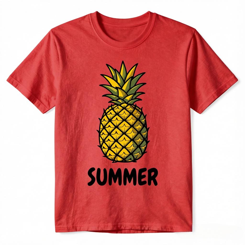 Summer Cartoon Pineapple Print Tshirt Unisex Unisex Casual Cotton Tee Short Sleeve Tropical Fruit Graphic Unisex Tops