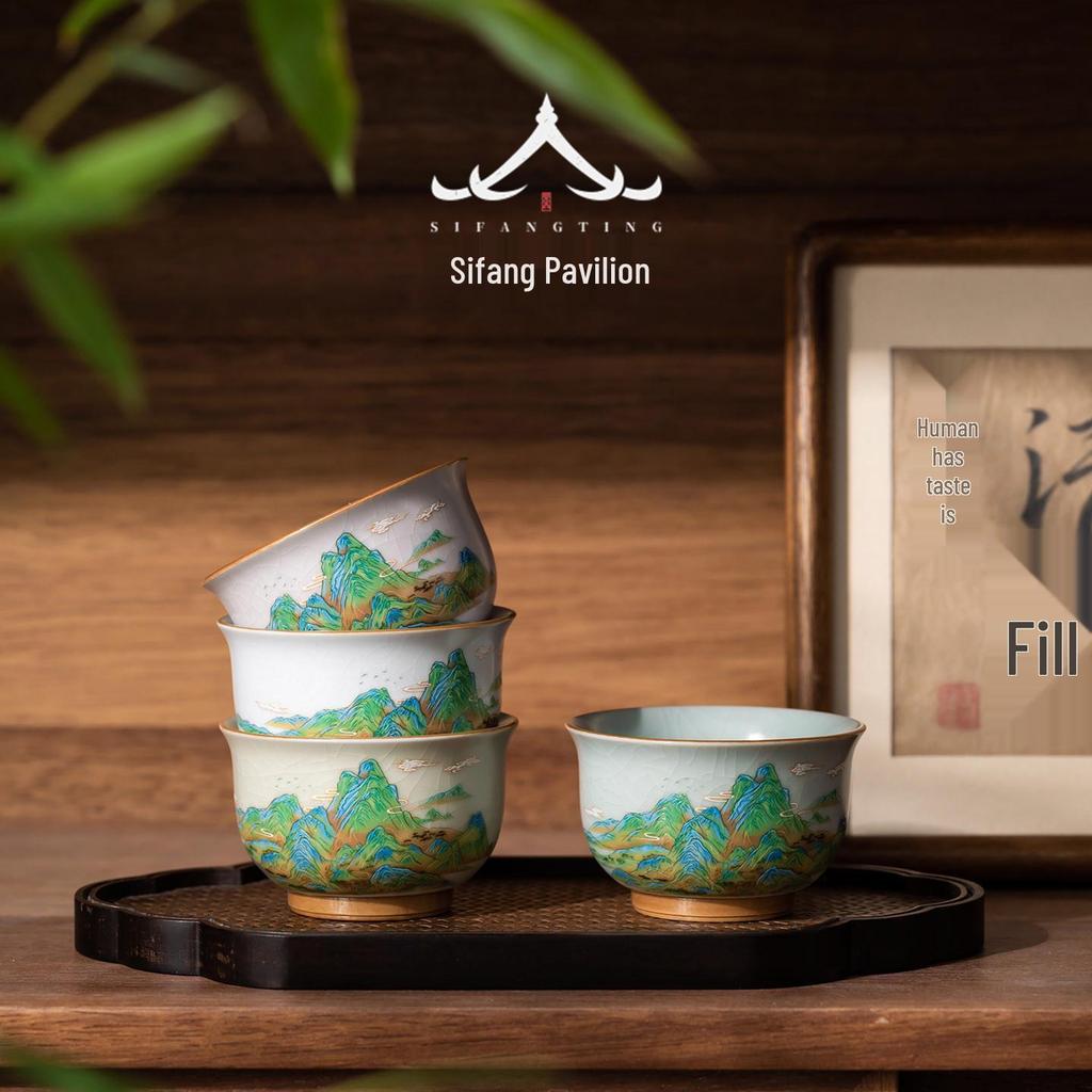 Ru Kiln Crackle Ceramic Tea Tasting Cup – Large Personal Use Kung Fu Tea Set