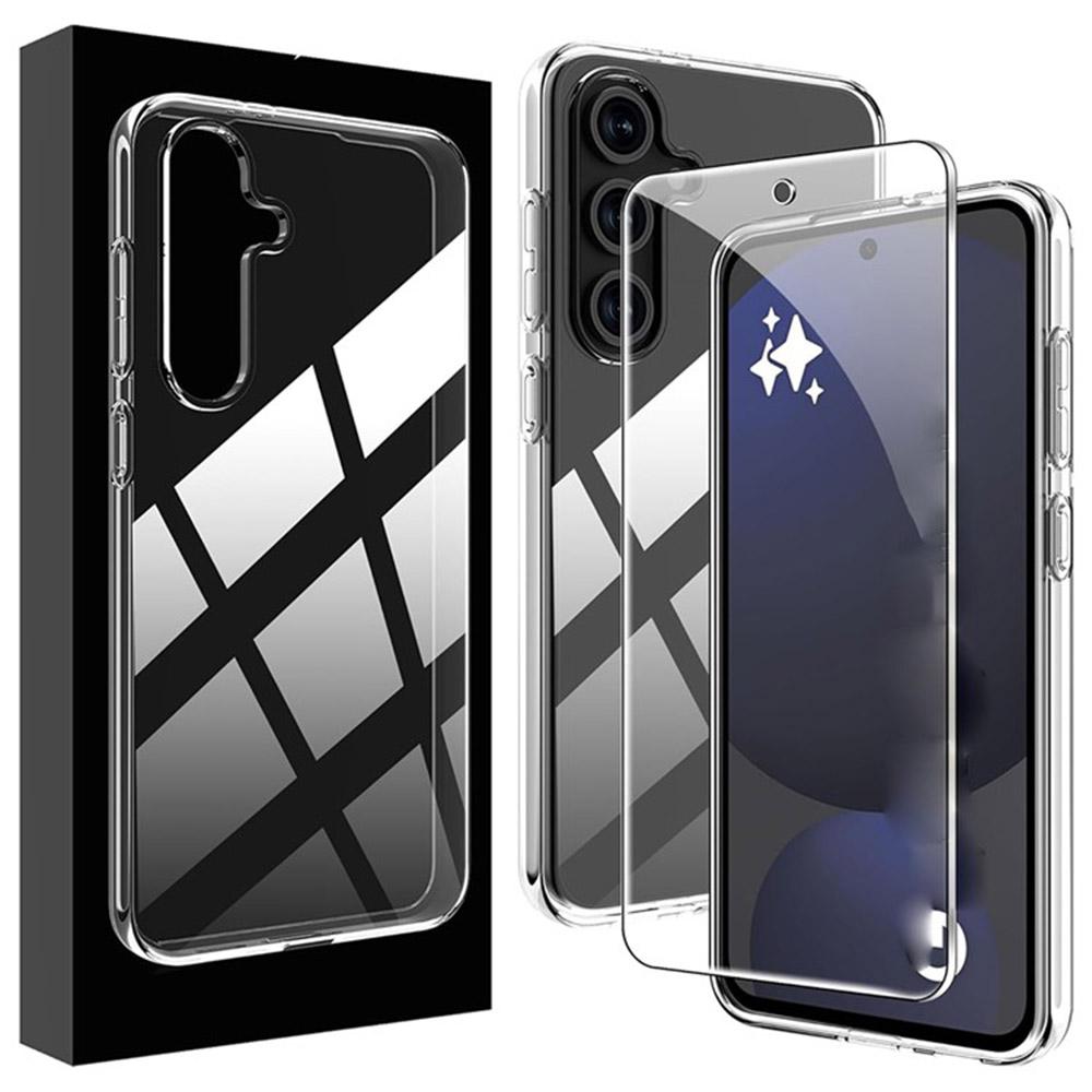 

For Samsung Galaxy A16 5G/4G Clear TPU Anti-Scratch Phone Case+2.5D Arc Edge Screen Protector Style A