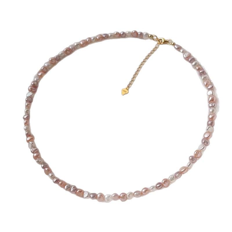 Sterling Silver Dopamine Candy Color Freshwater Baroque Pearl Women's Necklace