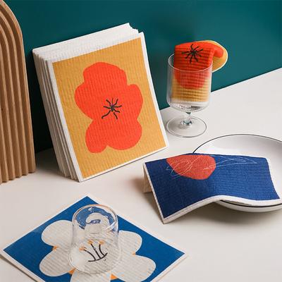 Reusable Paper Towels Dish Cloths For Washing Dishes Wood Pulp Cotton Dishcloth Dish Rags For Kitchen