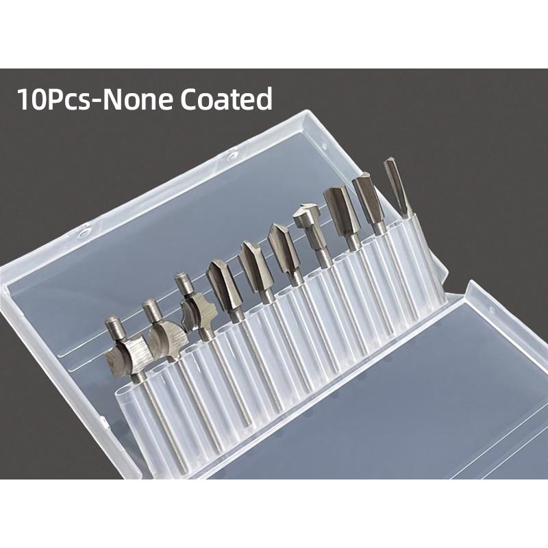 

Набор из 10 шт., 1/8 3 мм, титановые фрезы из быстрорежущей стали, фреза по дереву, фреза подходит для вращающегося инструмента Dremel, гравировальный станок, слот для заточки ножей