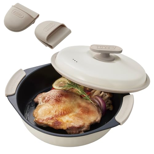 

Toffy Microwave Grill Pan K-MW4, Hands-Free Cooking, Deep Pot, 6-in-1 Functions: Bake, Stir-Fry, Steam, Boil, Cook, and Simmer, Includes Silicone Mitt