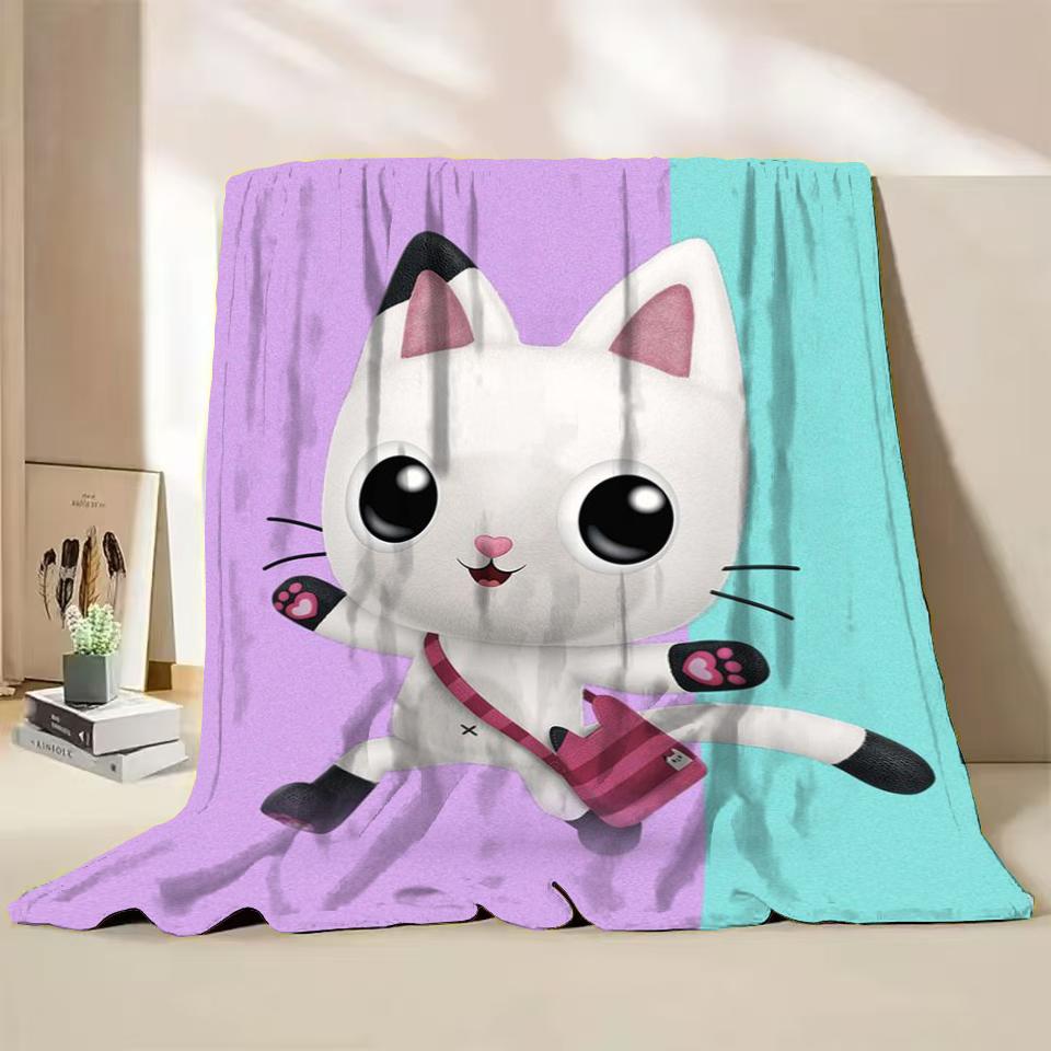 Gabbys Dollhouse Flannel Fluffy Fleece Blanket for Home Bedroom Bed Sofa Office Children Cover Adult Soft Blanket Kids Cute Gift