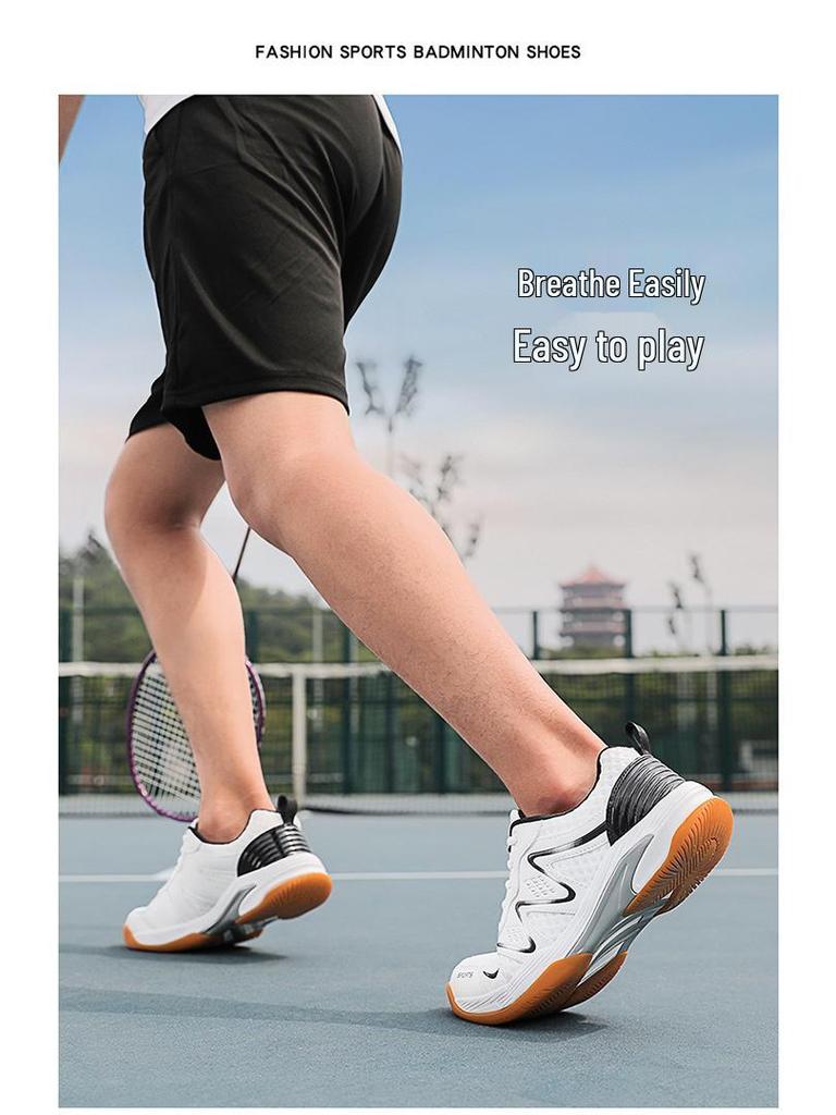 Professional Leather Sports Shoes for Men and Women: Plus Size Badminton, Table Tennis, and Tennis Training Shoes