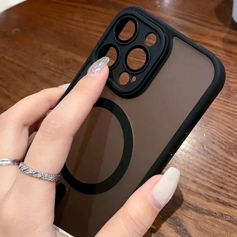 Matte Magnetic Translucent Shockproof Case For iPhone 17 16 15 14 13 12 11 Pro Max For Magsafe Wireless Charge Cover