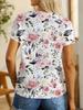 Summer Lady CLothes Crew Neck Short Sleeve Flowers 3D Print T Shirt Women's Outfits Casual Daily Basic Wear T Shirts Clothes