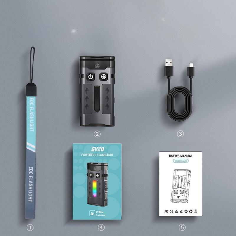 EV10 EDC Flashlight 10W Magnetic Keychain Light Waterproof IP66 Sanan Chip (Crystal Energy TG3)   RGB Minilight with