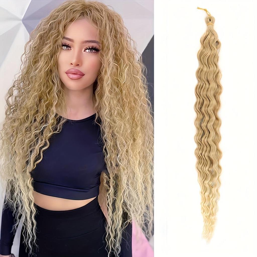 Kadınlar İçin "Moda" Okyanus Dalgası Tığ İşi Saç Uzantıları - 22" Yumuşak Ombre Su Dalgası, Sentetik Kıvırcık Örgü Saç