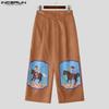 INCERUN Men Casual Loose Zip-up Waist Print Wide Legs Long Trousers Pants