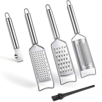 LMETJMA 5Pcs Cheese Grater Set Stainless Steel Cheese Grater Lemon Zester Grater with Handle Kitchen Vegetable Grater JT360