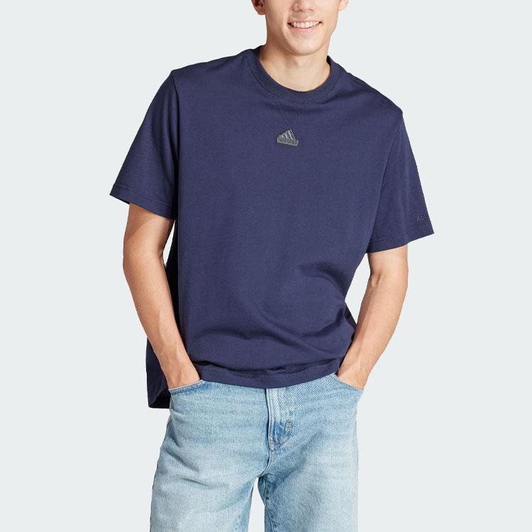 Adidas Retro Letter Logo Print Sports Casual Short Sleeve T-Shirt Men Tops Legendary-Ink-Blue IR5265