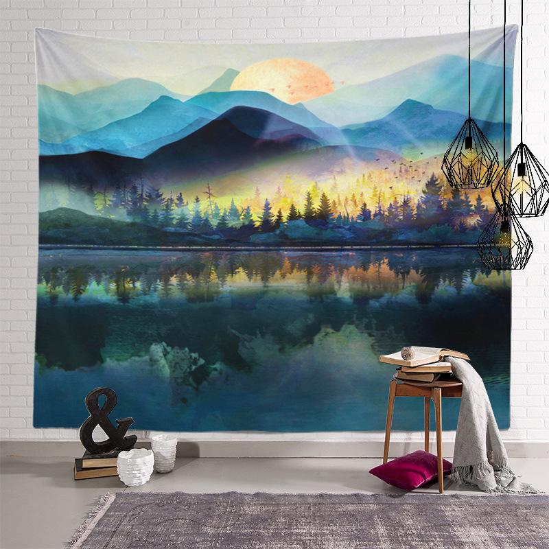 Heimdekoration, abgelegener Wald, Wandteppich, hängender Stoff, berühmte Berglandschaft, echter Hintergrund, Stoff-Wandteppich