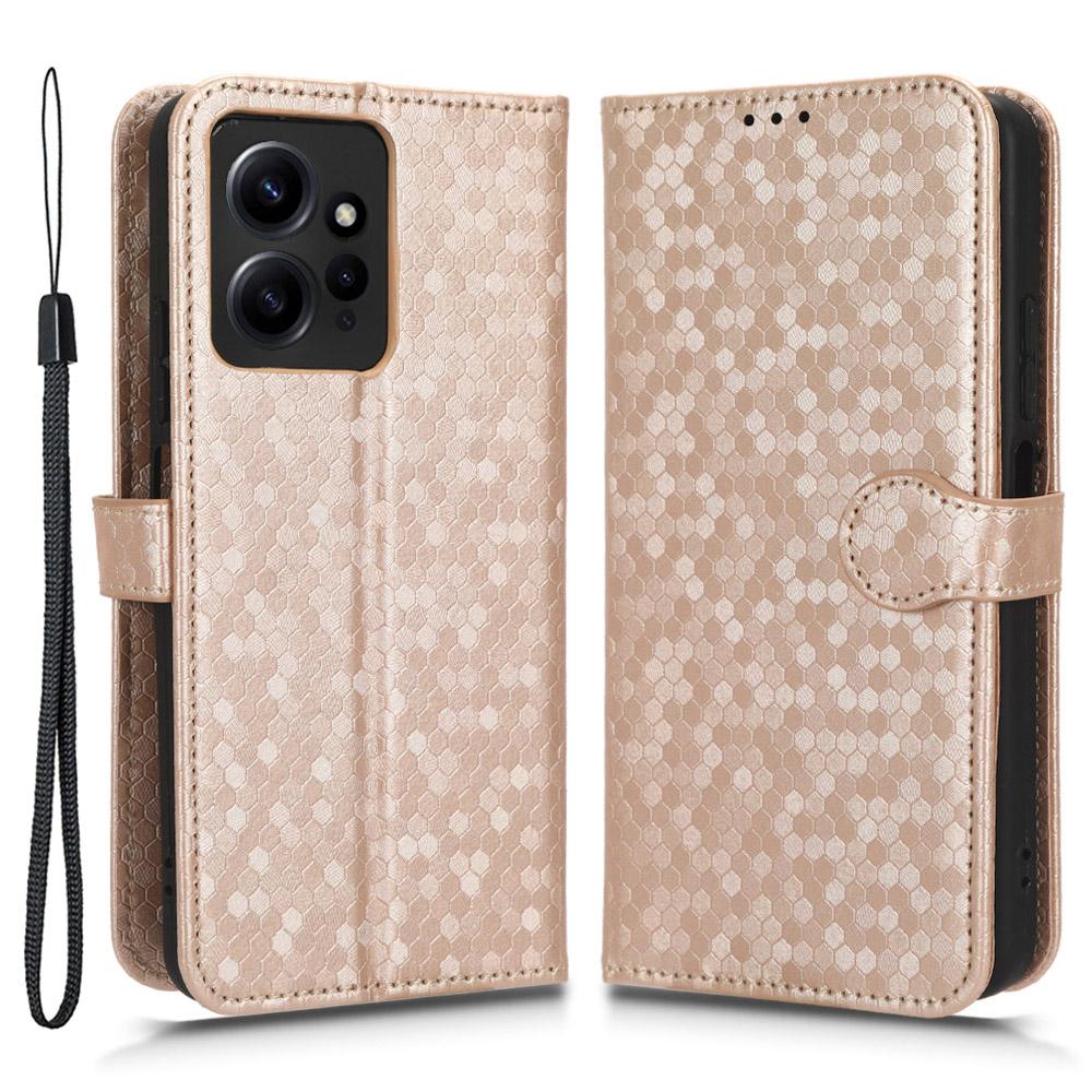 

For Xiaomi Redmi Note 12 4G Phone Case Dot Pattern Imprinted PU Leather Cover with Stand Wallet Rose Gold