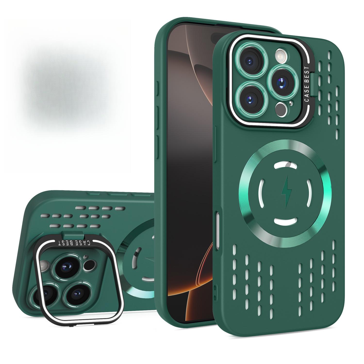 

Летняя точка замерзания Рассеивание тепла Магнитная опорная подставка Чехол для мобильного телефона iPhone 16 Apple 15PRO подходит iPhone 11 зелёный