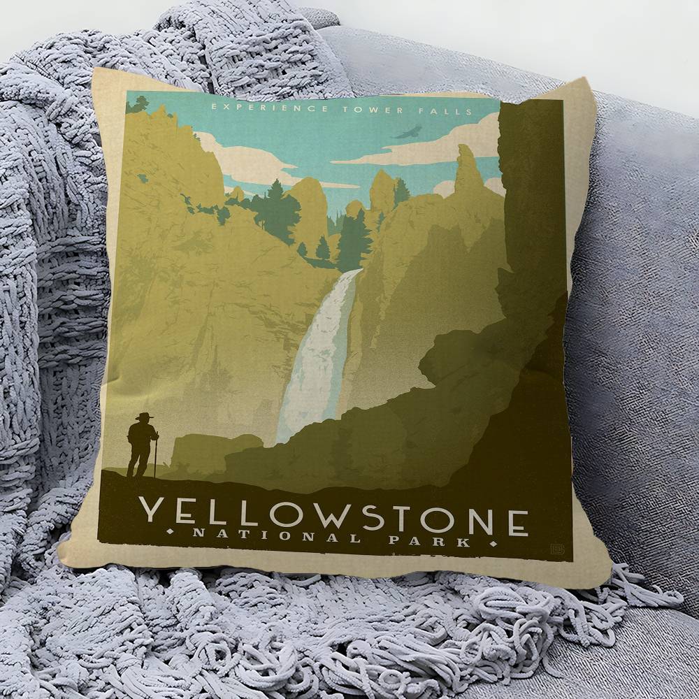 Vintage Travel City National Park Landscape 45*45cm Cushion Cover Pillow Cover Decor Pillowcase Home Pillowcase for Couch Pillow