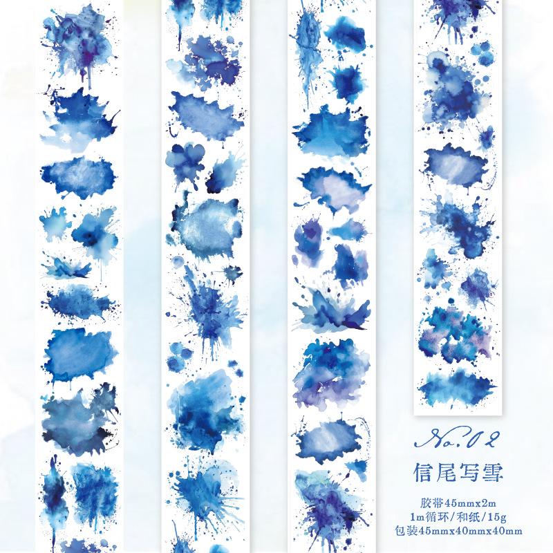 1pcs/1lot Decorative Adhesive Tapes Watercolour Masking Tapes Junk Journal Scrapbooking Stikcers Paper Japanese