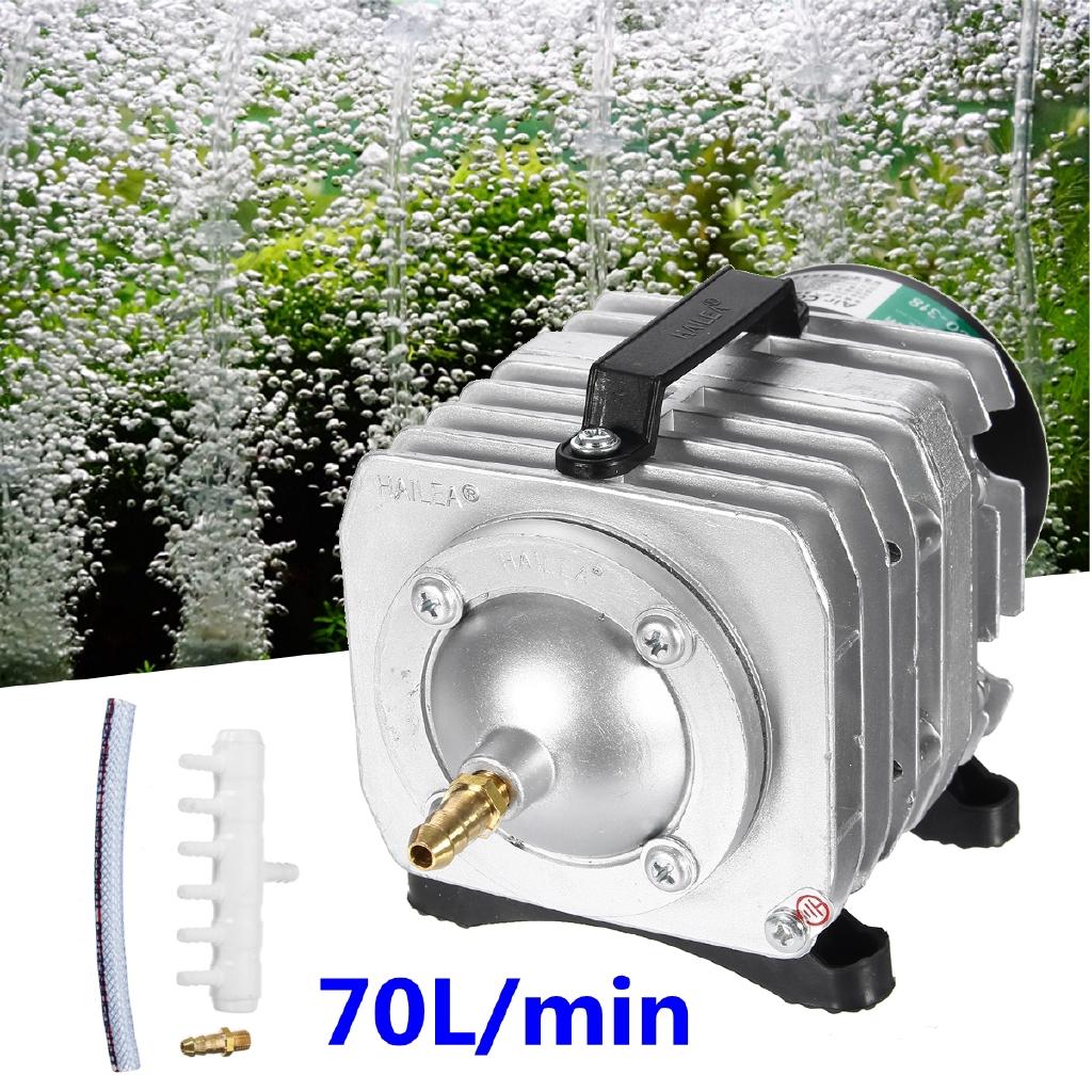 220V 70L/min Electromagnetic Air Compressor Pump 45W Aquarium Fish Pond Compressor Hydroponic Air Aerator Pump