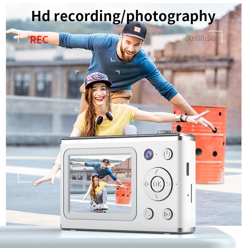 64MP Dual Lens CCD Digital Camera 1080P HD Video Recorder with Selfie Fill Light 2.4" Screen Portable Retro Camera for Students Vlogging