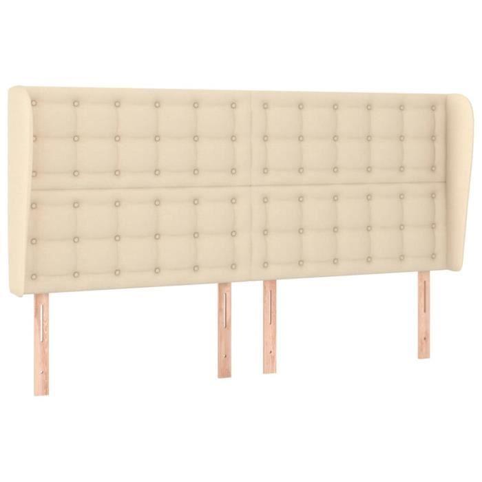VidaXL Tête de lit avec oreilles Crème 203x23x118-128 cm Tissu3118417